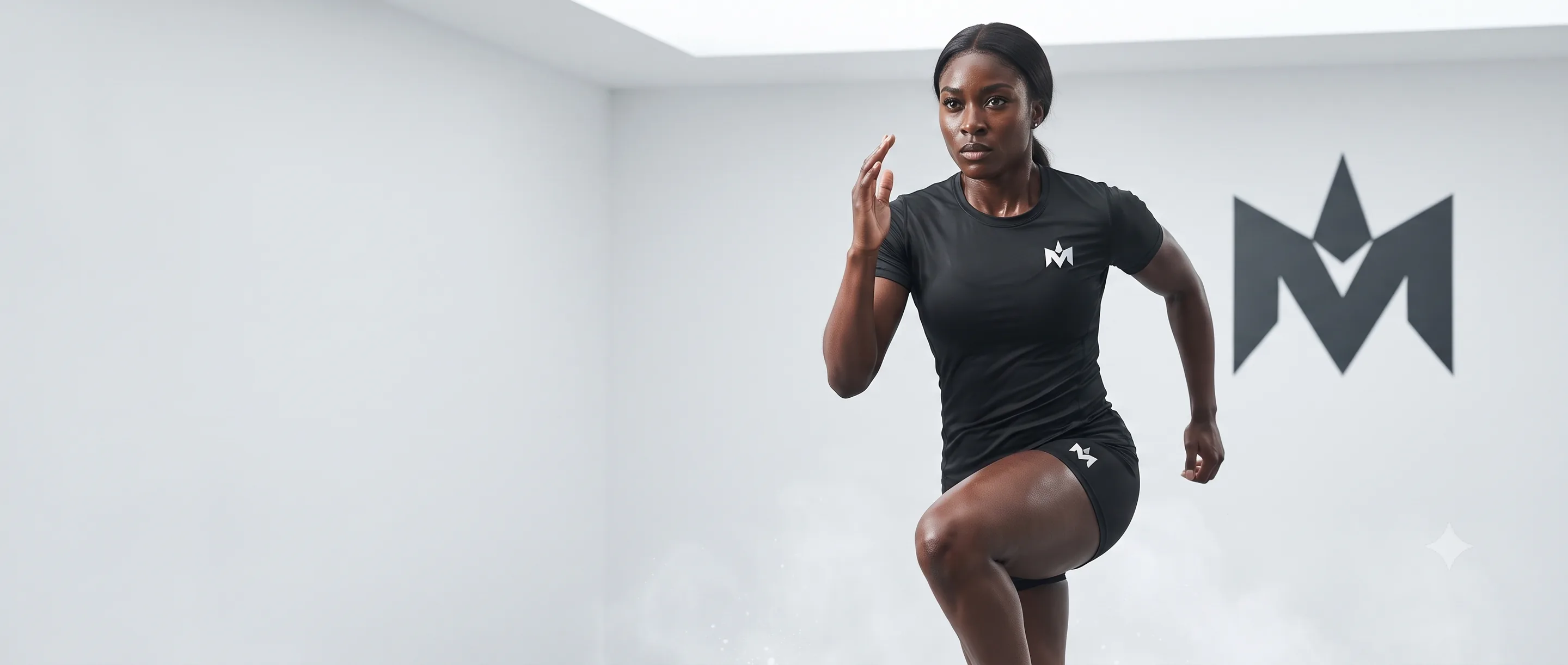Athlete in explosive sprint drive wearing INBUILT MUSCLES kit